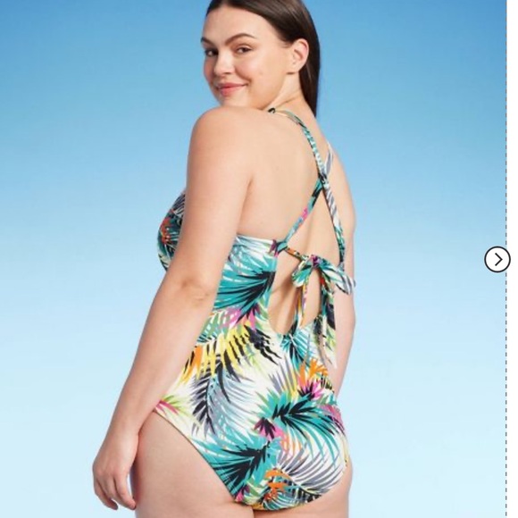 SHADE & SHORE size XLARGE Women's Ring Detail One Piece Swimsuit NEW - Picture 2 of 13